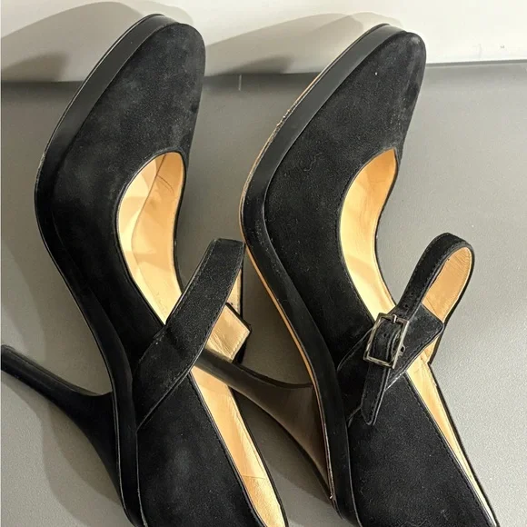 Jimmy Choo Black Suede Mary Jane Heels size 39 - Picture 7 of 11